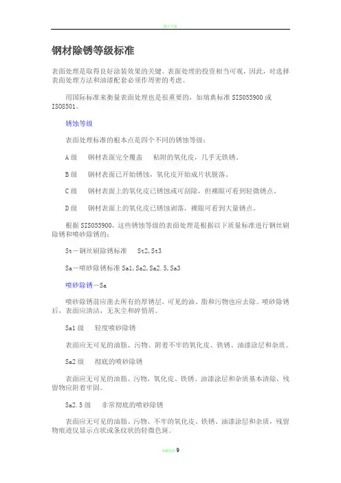 除锈等级标准