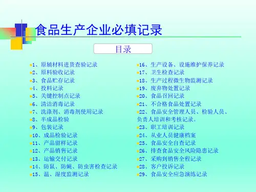 食品生产要求一定要有的全套表格