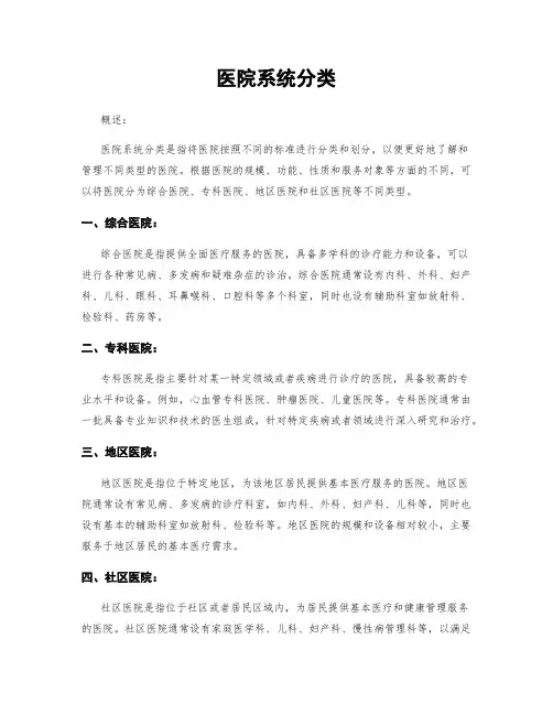医院系统分类