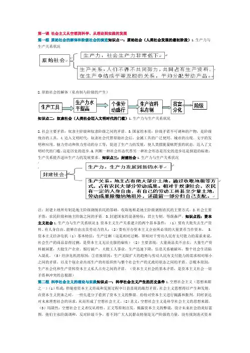 高一政治必修一中国特色社会主义重点知识点归纳框架