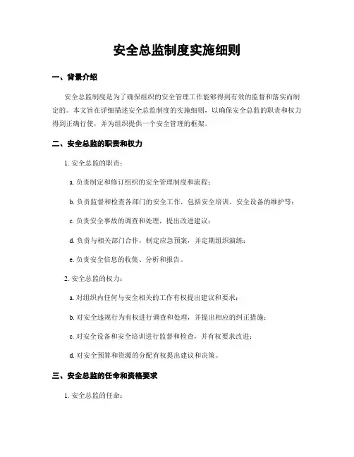 安全总监制度实施细则