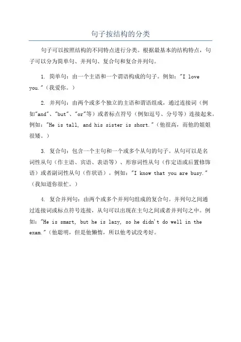 句子按结构的分类