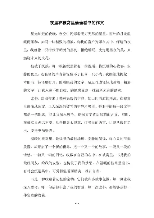 夜里在被窝里偷偷看书的作文