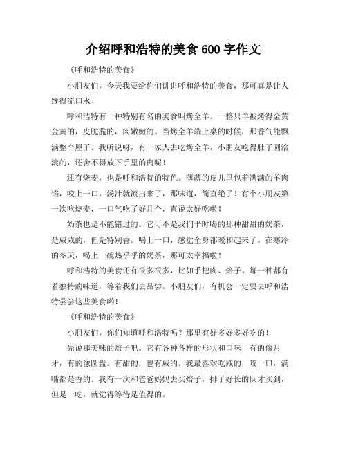 介绍呼和浩特的美食600字作文