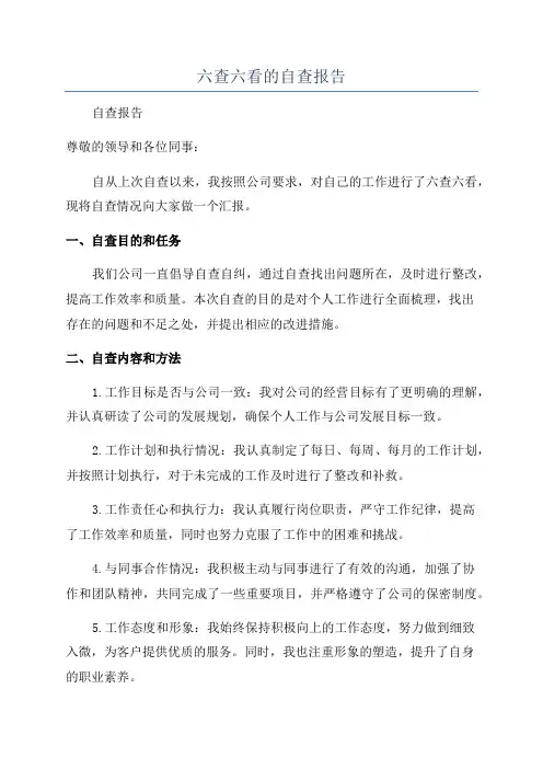 六查六看的自查报告