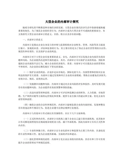 大型企业的内部审计探究