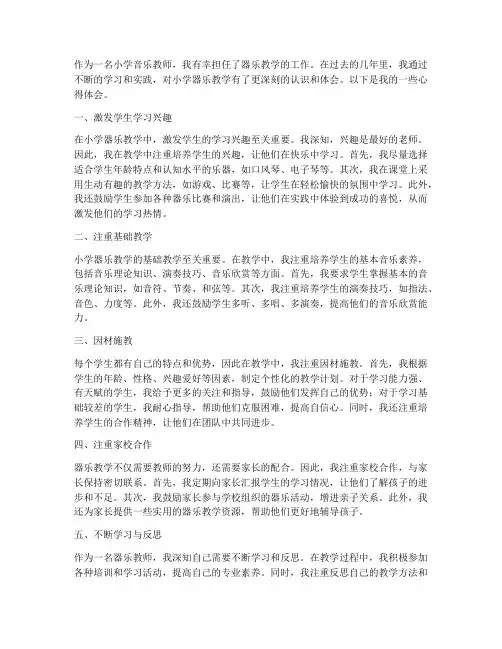 小学器乐教学的心得体会