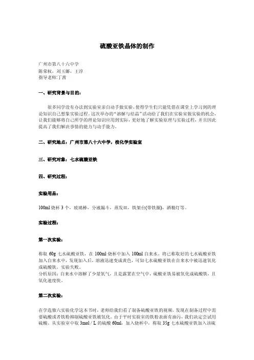 硫酸亚铁晶体的制作