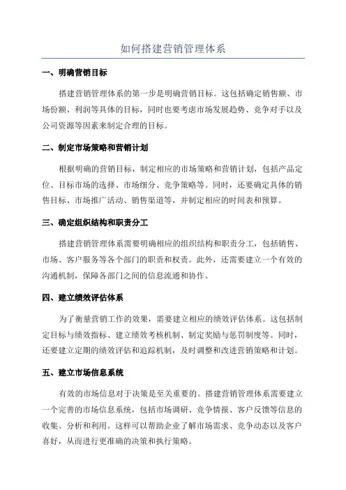 如何搭建营销管理体系