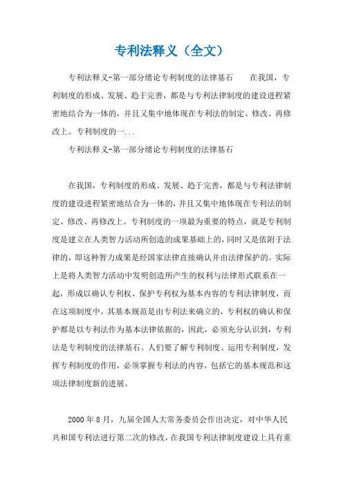 专利法释义(全文)