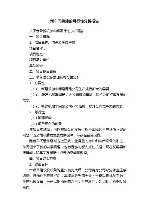 新车间筹建的可行性分析报告