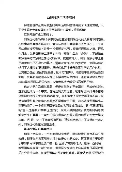 互联网推广成功案例