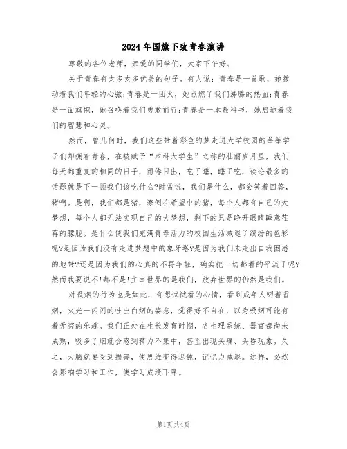 2024年国旗下致青春演讲（二篇）