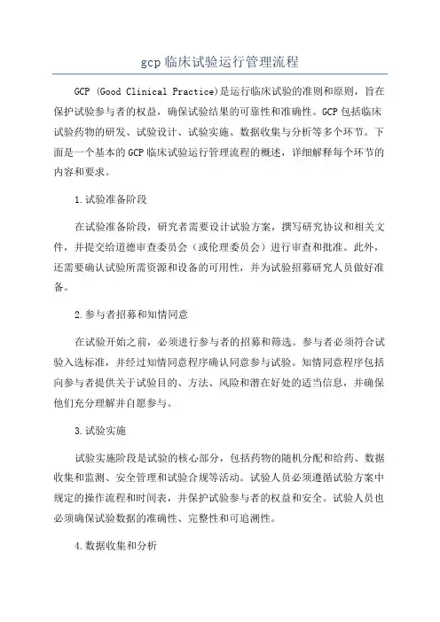 gcp临床试验运行管理流程