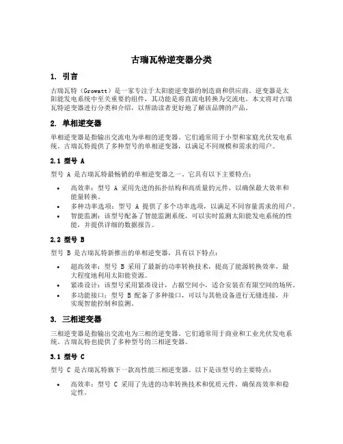 古瑞瓦特逆变器分类