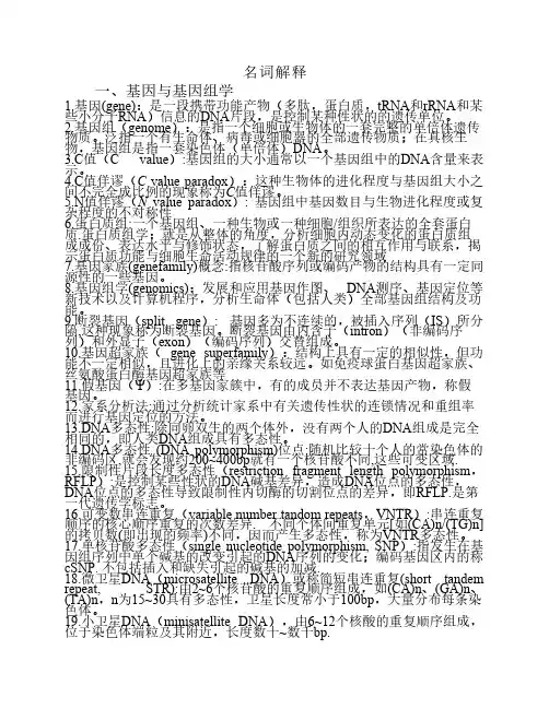 分子生物名词解释总结