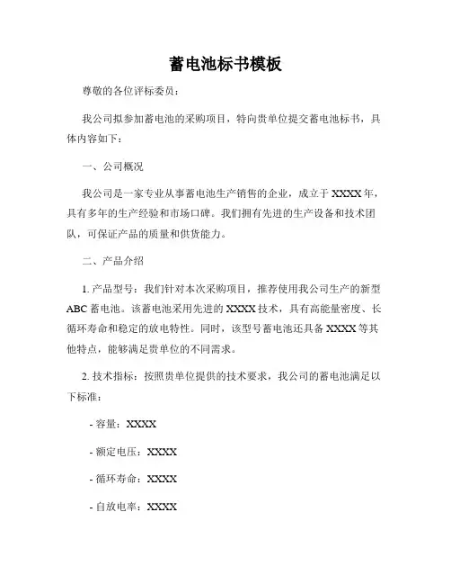 蓄电池标书模板