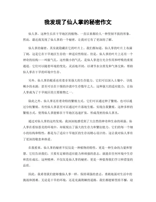 我发现了仙人掌的秘密作文