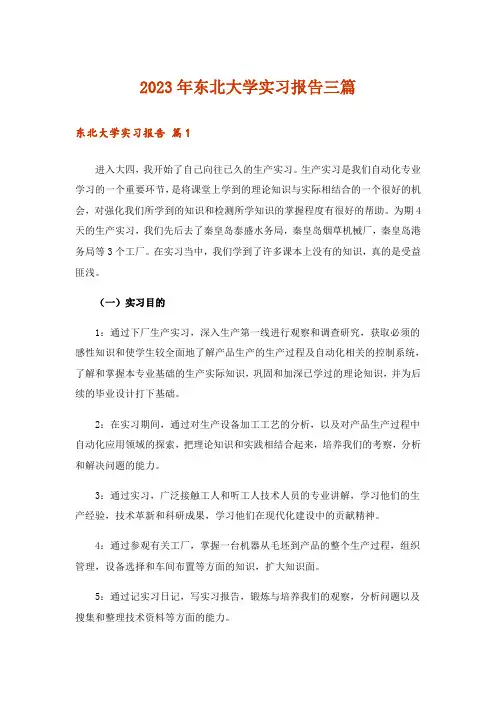 2023年东北大学实习报告三篇