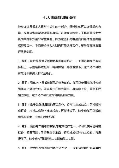 七大肌肉群训练动作
