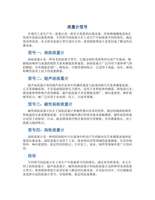 流量计型号
