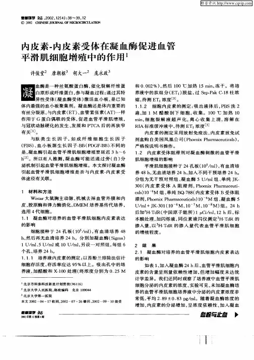 内皮素—内皮素受体在凝血酶促进血管平滑肌细胞增殖中的作用