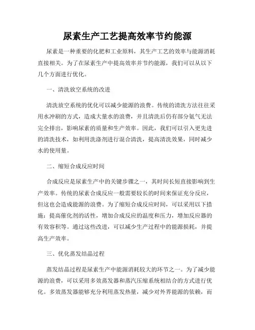 尿素生产工艺提高效率节约能源