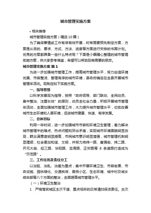 城市管理实施方案