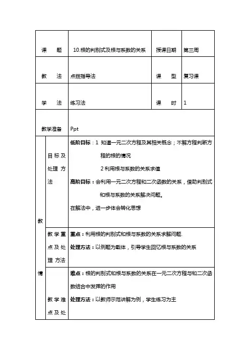 第11课时：根与系数的关系