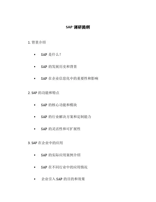 SAP调研提纲