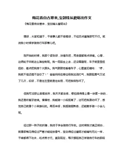 梅花香自古寒来,宝剑锋从磨砺出作文