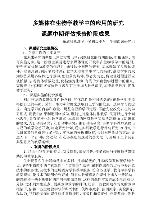 课题中期评估报告阶段成果