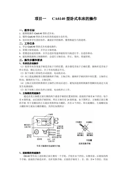 (完整版)CA6140型卧式车床的操作
