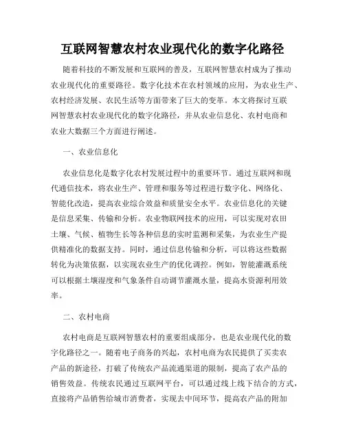 互联网智慧农村农业现代化的数字化路径