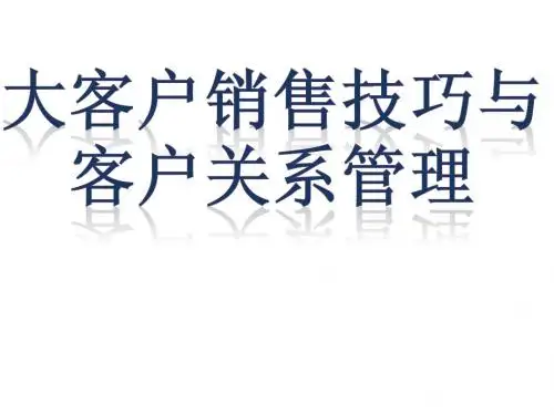 大客户销售技巧与客户关系管理