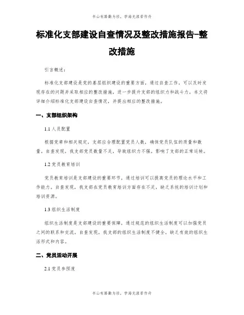 标准化支部建设自查情况及整改措施报告-整改措施