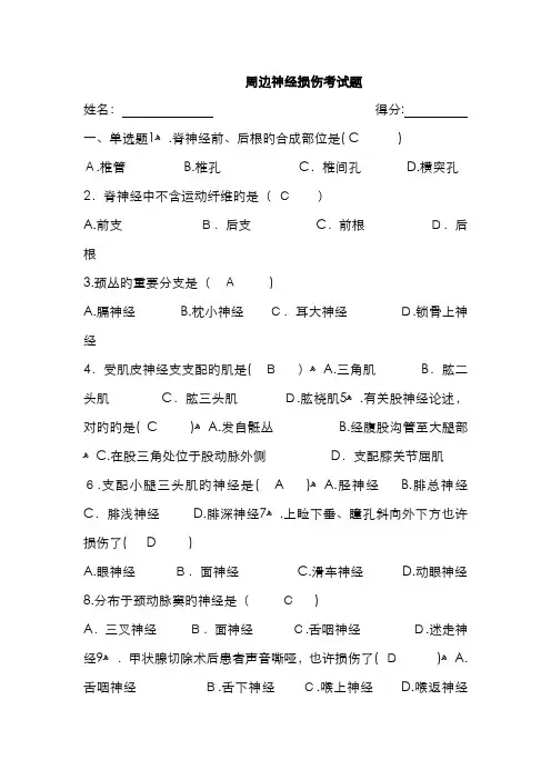 周围神经试题