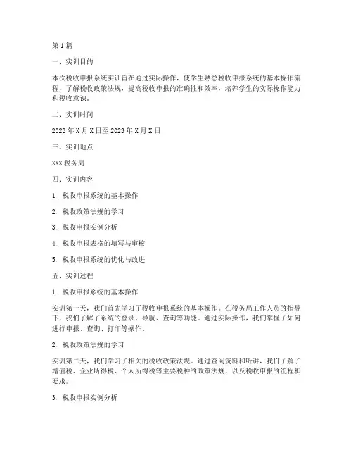 税收申报系统实训报告(3篇)