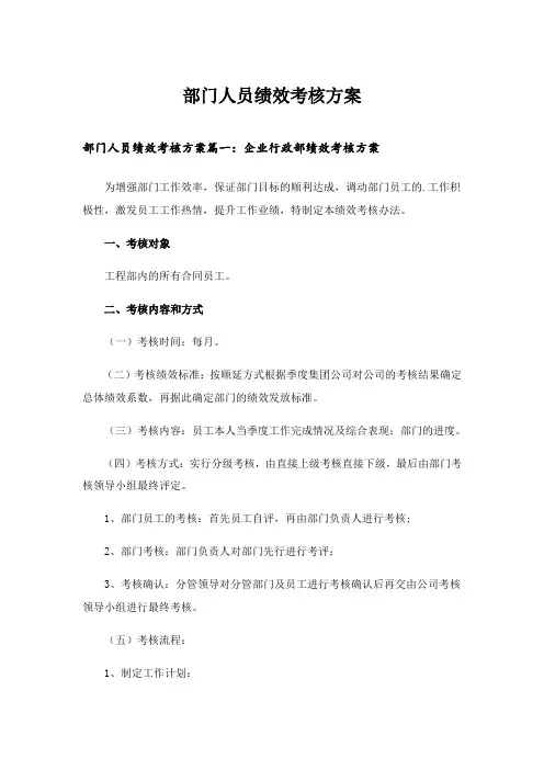 2024年部门人员绩效考核方案
