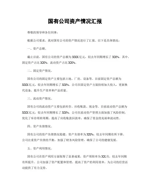 国有公司资产情况汇报