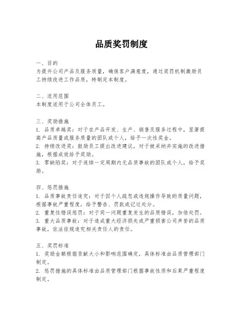 品质奖罚制度