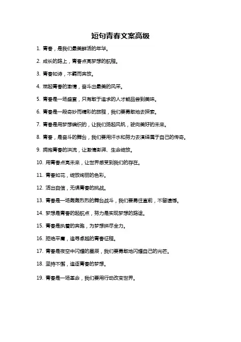 短句青春文案高级