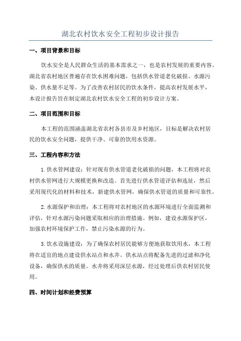 湖北农村饮水安全工程初步设计报告