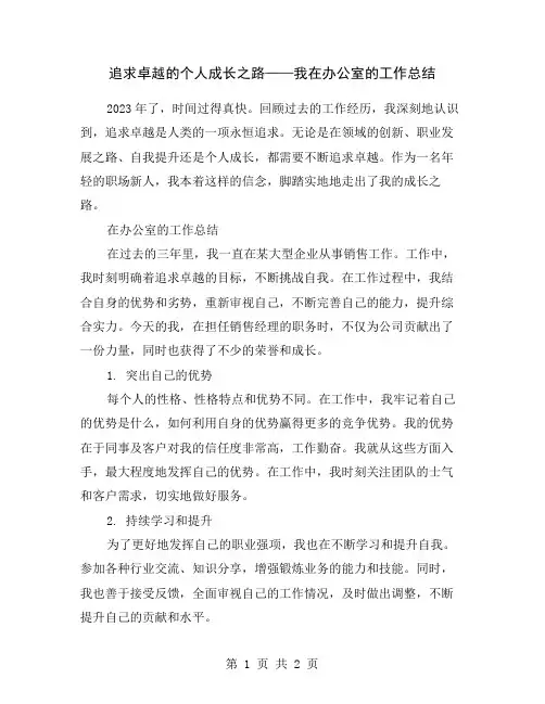 追求卓越的个人成长之路——我在办公室的工作总结