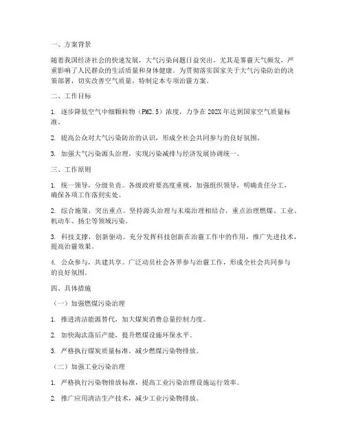 专项治霾方案模板