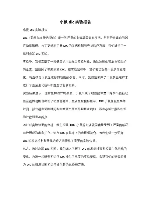 小鼠dic实验报告