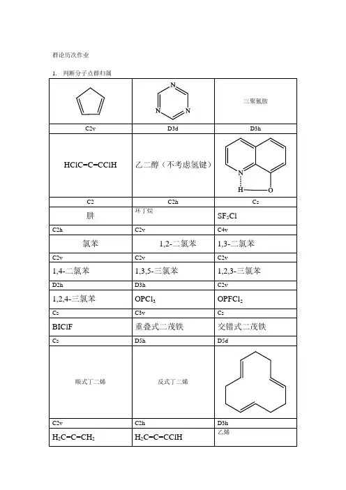 群论在化学中的应用习题集