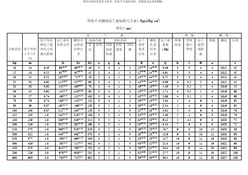 JB各种规格法兰尺寸标准样本