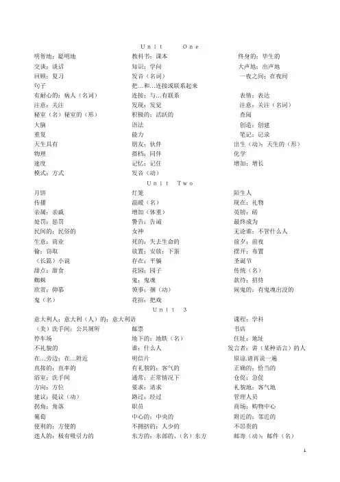 人教新目标九年级英语单词检测(汉译英)