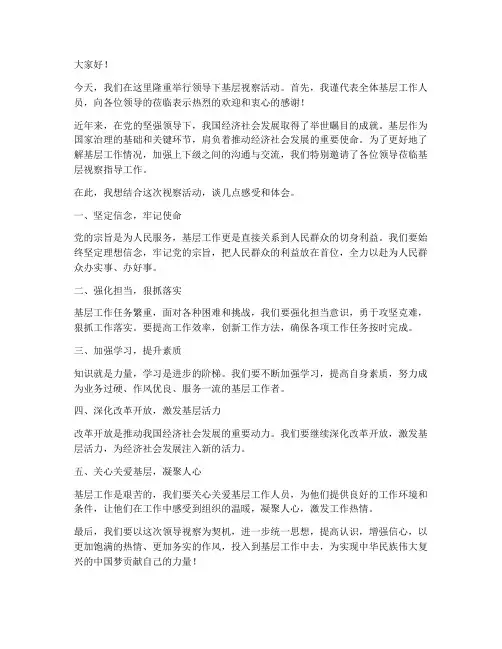 领导下基层视察发言稿